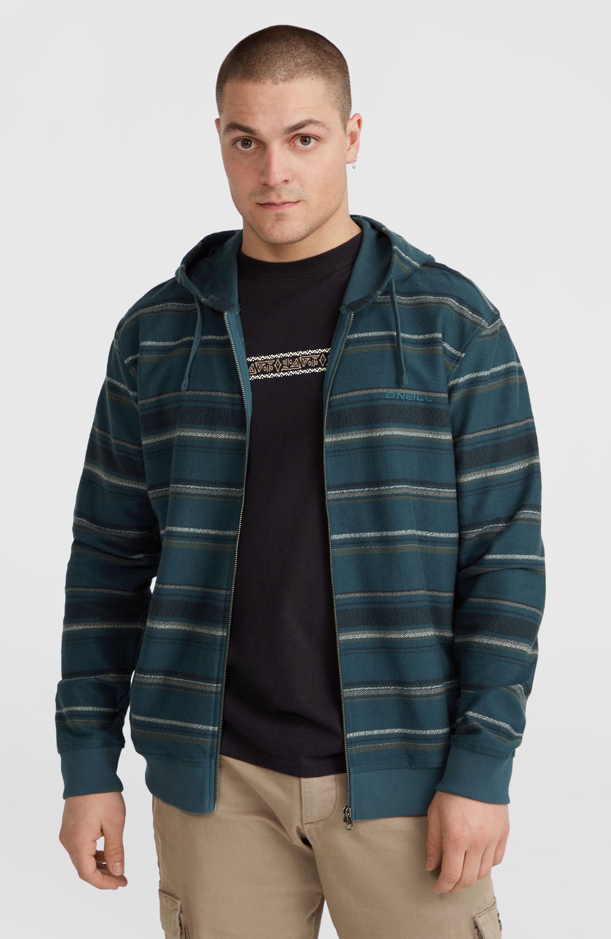 Bavaro capuchonvest met volledige rits | Blue Ikat Stripe