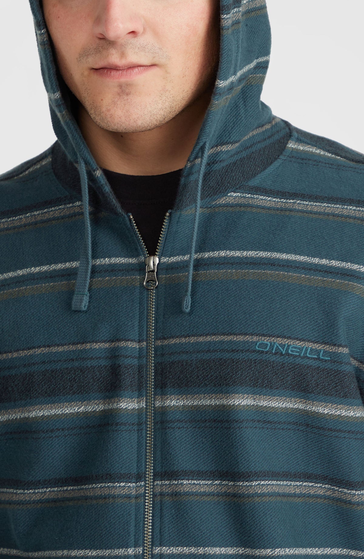 Bavaro capuchonvest met volledige rits | Blue Ikat Stripe