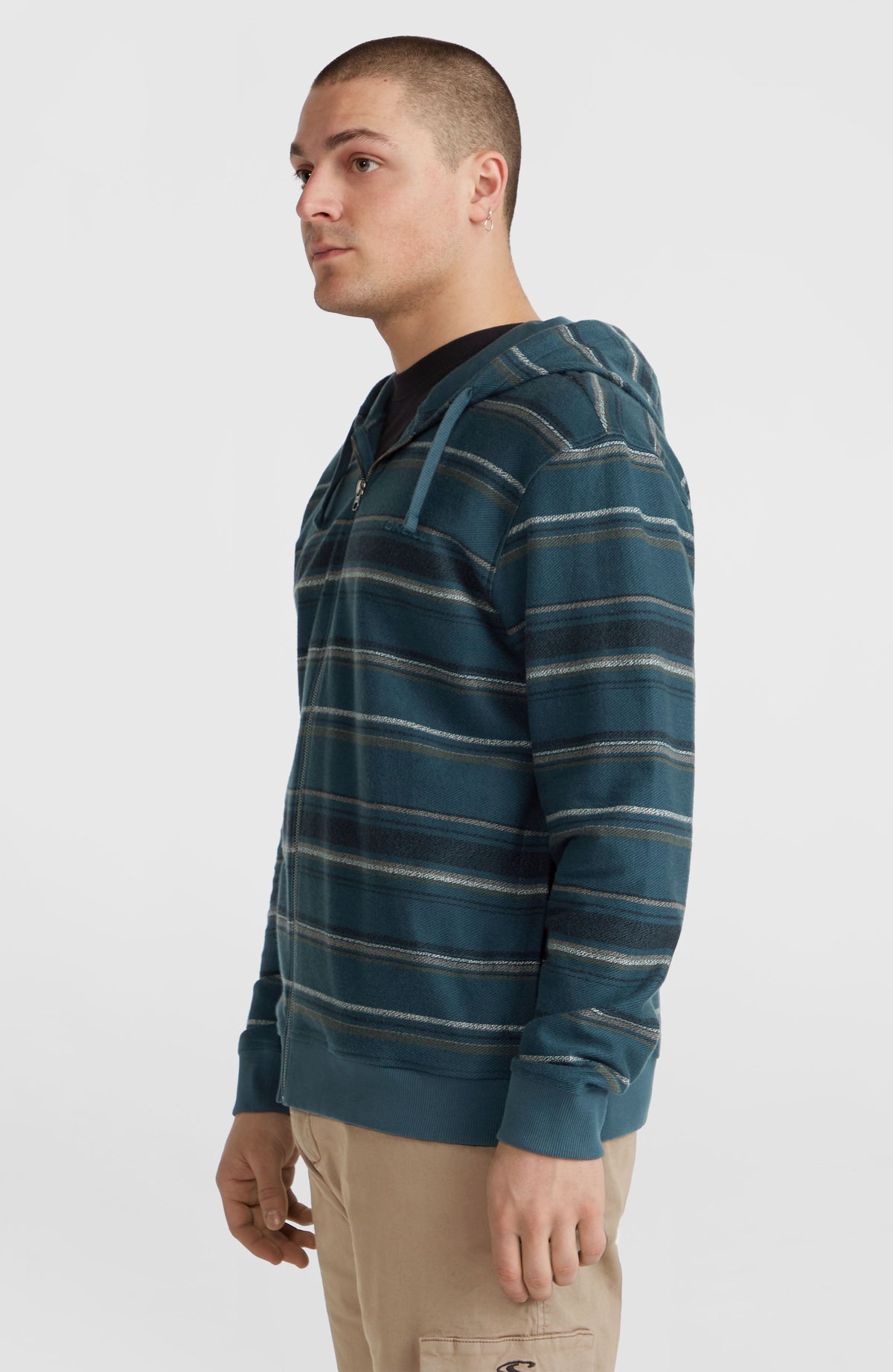 Bavaro capuchonvest met volledige rits | Blue Ikat Stripe