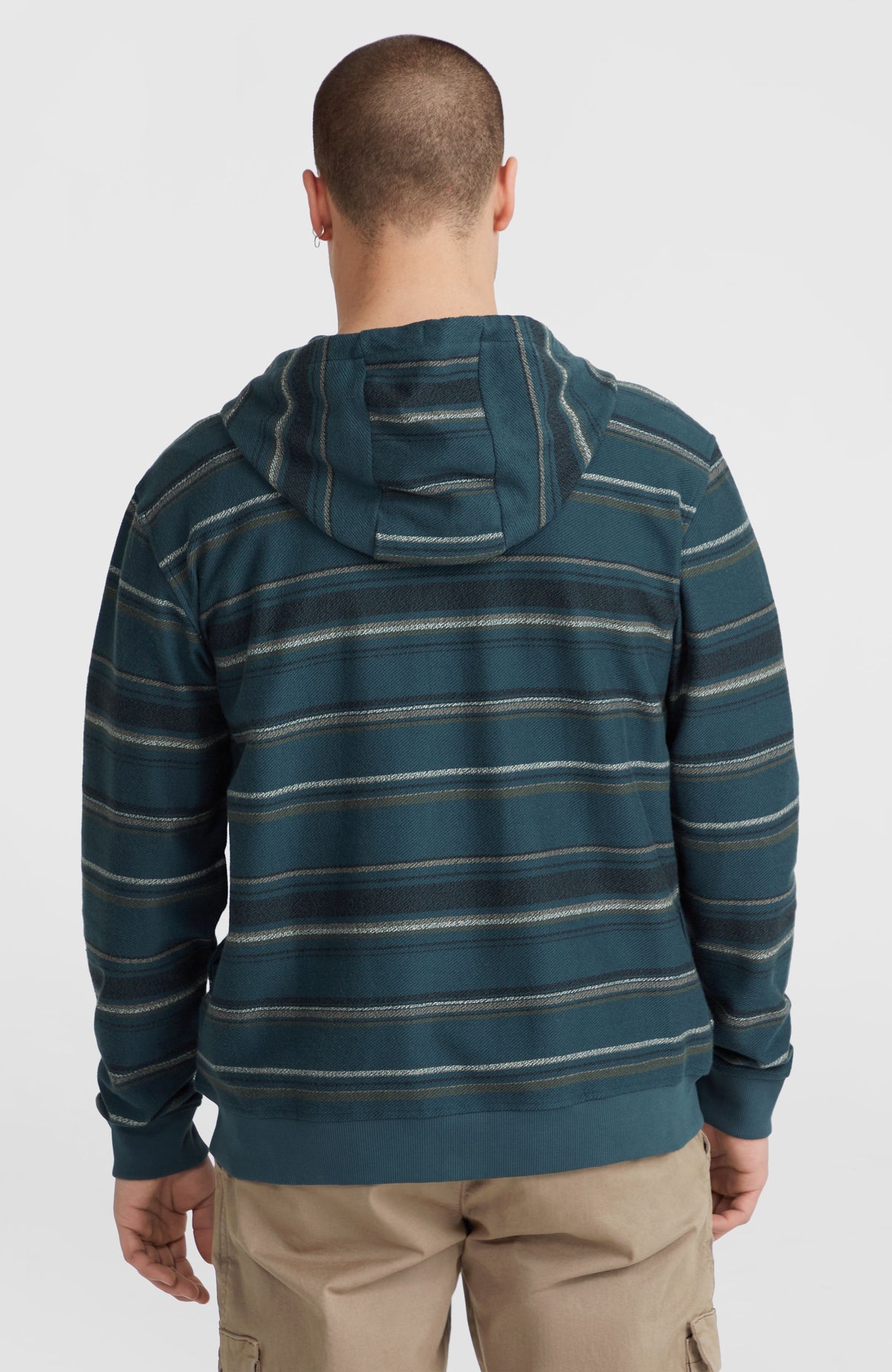 Bavaro capuchonvest met volledige rits | Blue Ikat Stripe