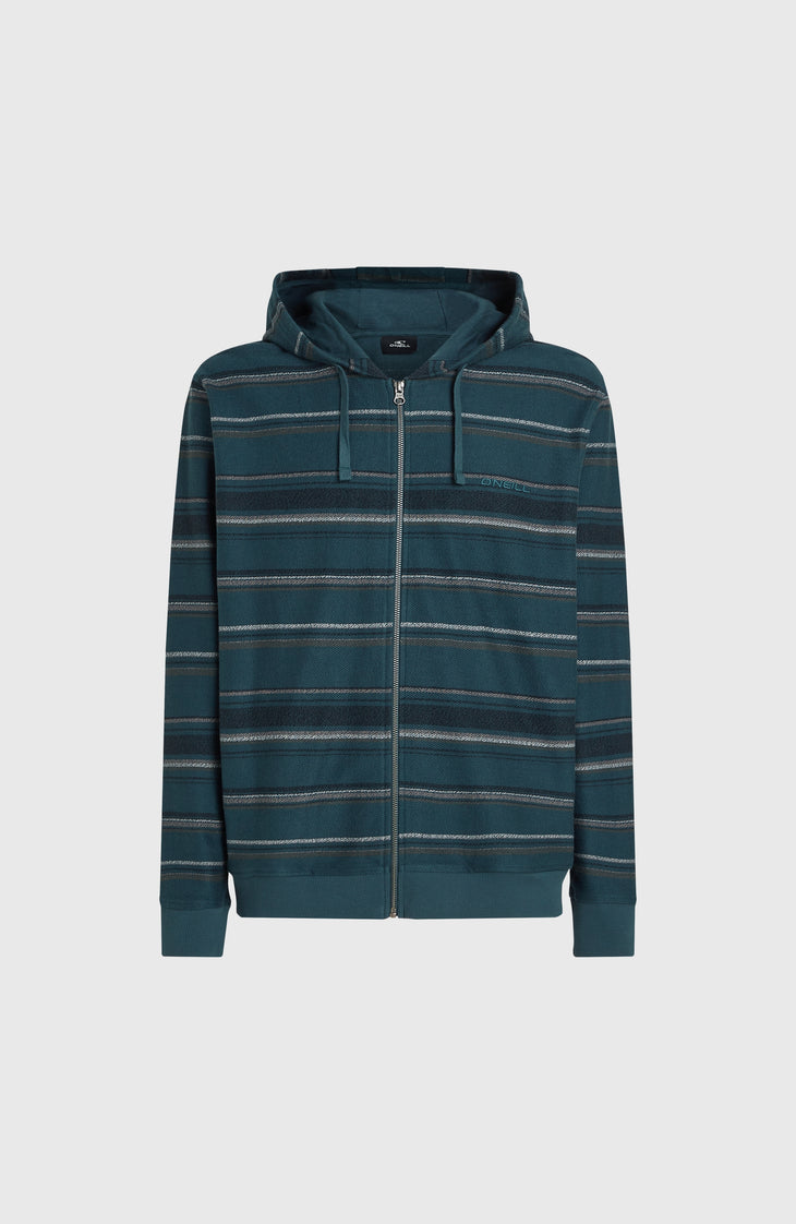 Bavaro capuchonvest met volledige rits | Blue Ikat Stripe