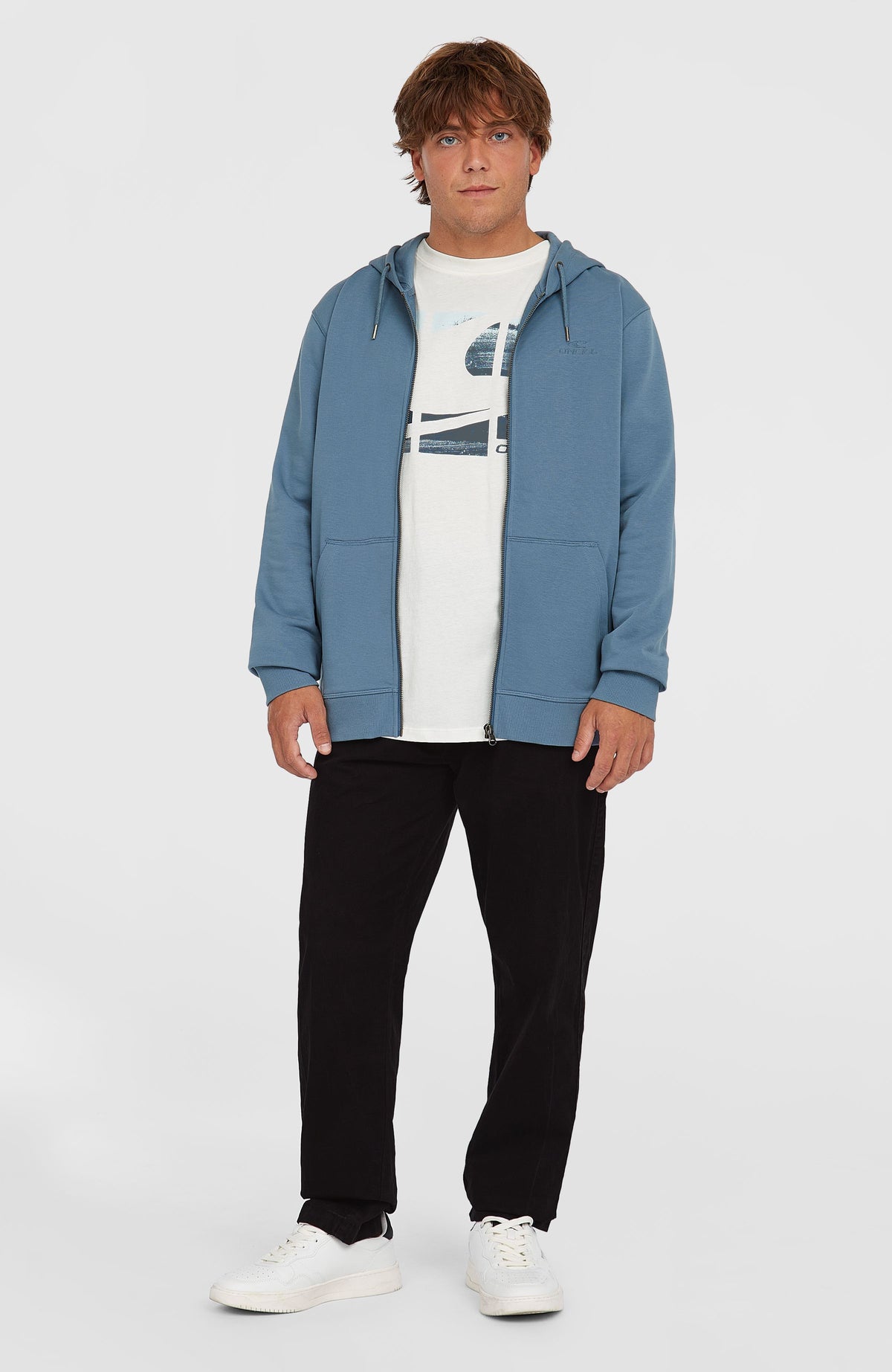 Small Logo capuchonvest met volledige rits | Copen Blue