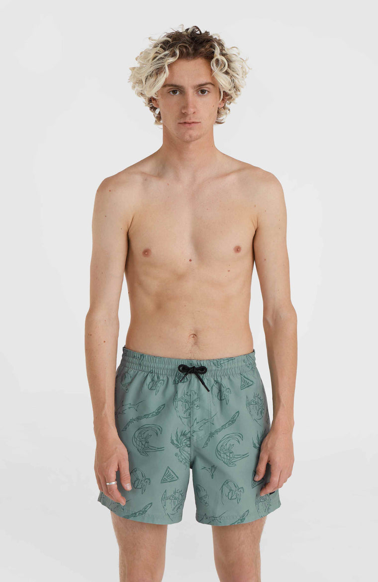 Mix and Match Cali Print 15'' zwembroek | Green Vintage Surfer Mix and Match Cali Print 15'' zwembroek | Green Vintage Surfer