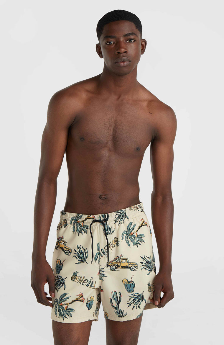 Mix and Match Cali Print 15'' zwembroek | Beige Venice Beach Mix and Match Cali Print 15'' zwembroek | Beige Venice Beach