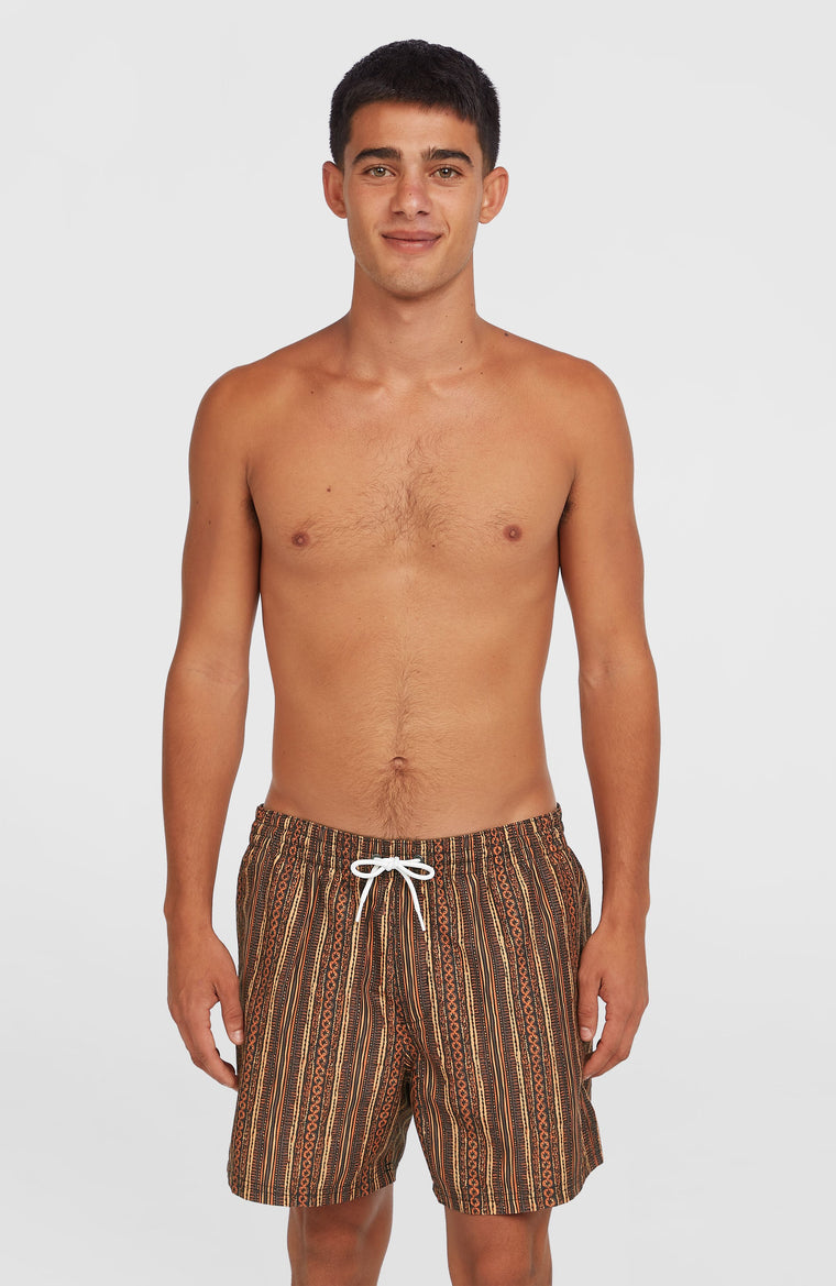 Cali Print 15'' zwembroek | Orange Pressed Lines Cali Print 15'' zwembroek | Orange Pressed Lines