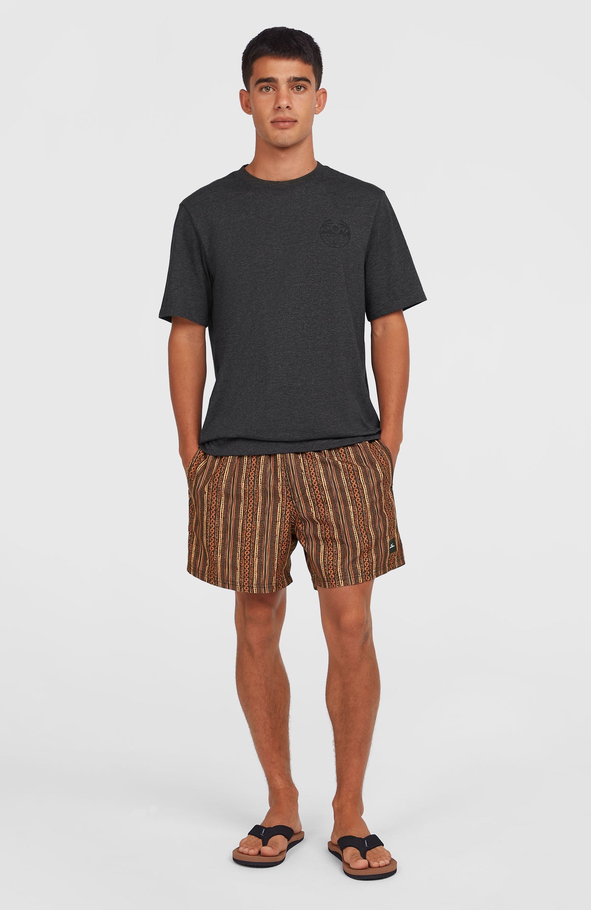 Cali Print 15'' zwembroek | Orange Pressed Lines