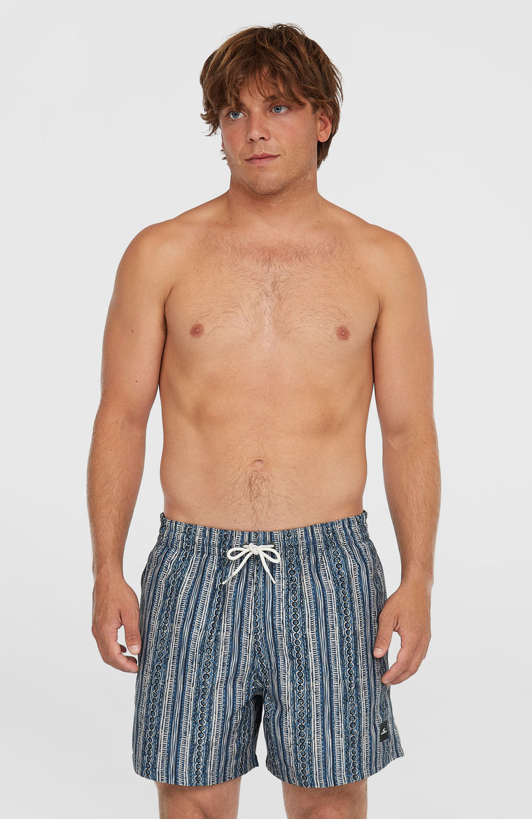 Cali Print 15'' zwembroek | Blue Pressed Lines Cali Print 15'' zwembroek | Blue Pressed Lines