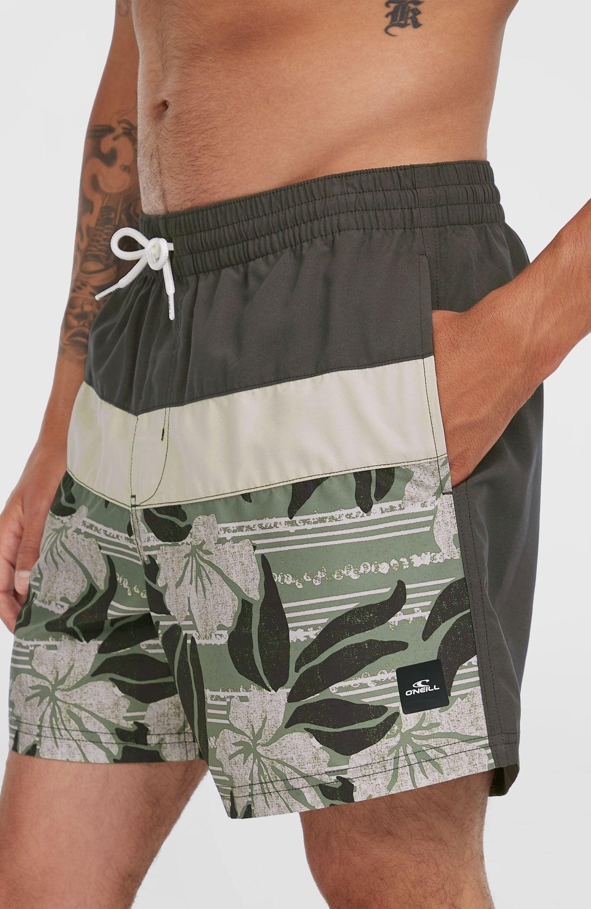 Cali Block 15'' zwembroek | Green Dusty Flower