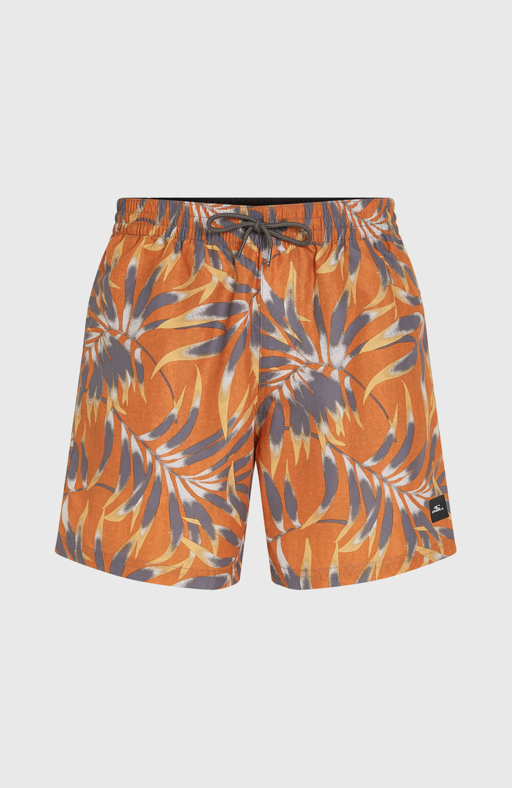 Cali Floral 16'' zwembroek | Orange Dipped Leaves