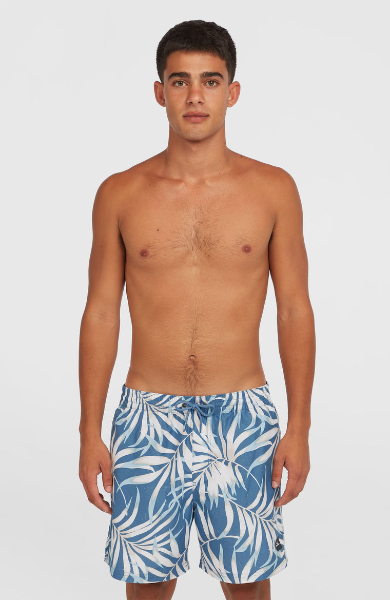 Cali Floral 16'' zwembroek | Blue Dipped Leaves Cali Floral 16'' zwembroek | Blue Dipped Leaves