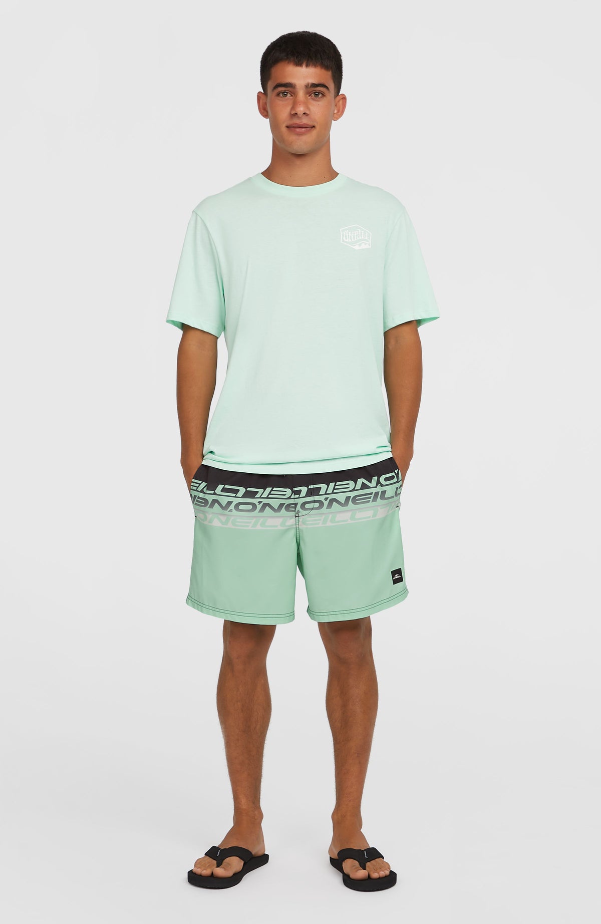 Cali Stripe 16'' zwembroek | Green/Black Upside Down Clean