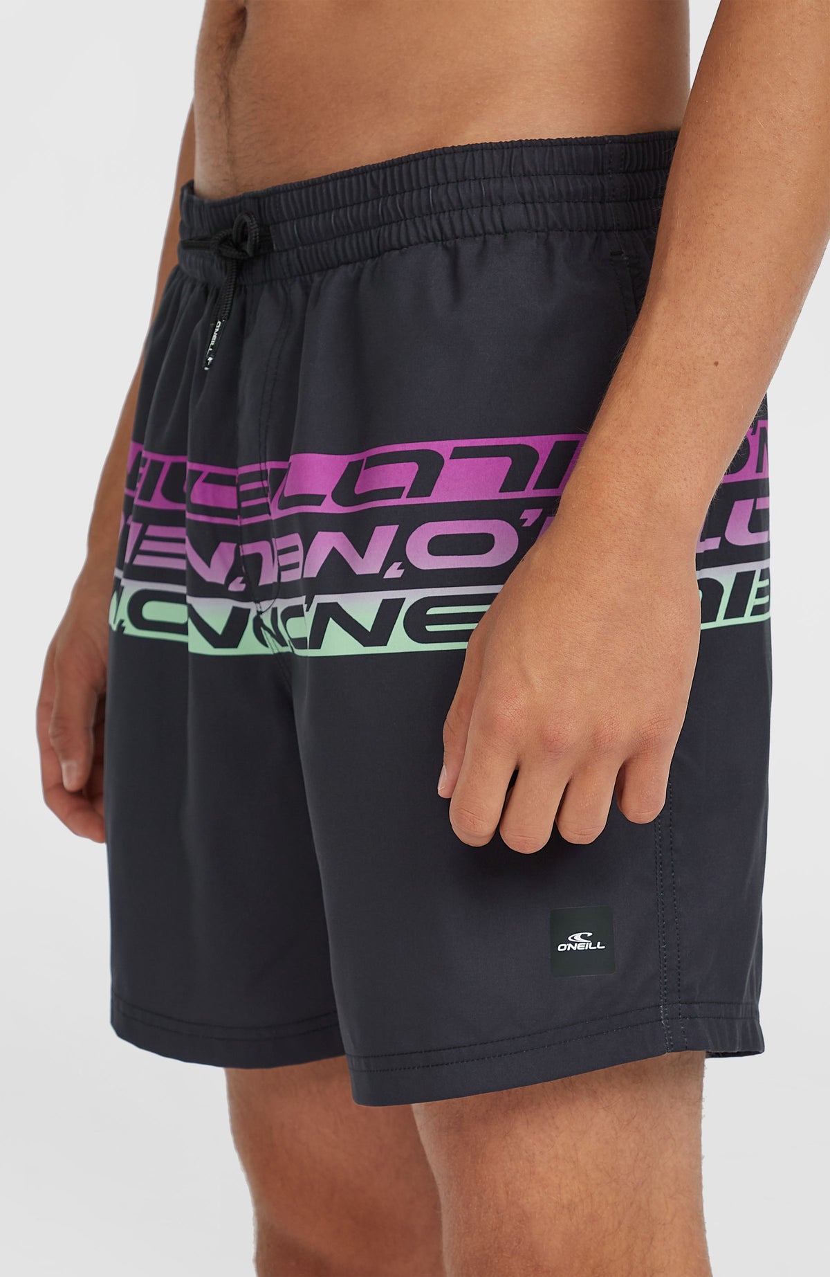 Cali Stripe 16'' zwembroek | Black/Purple Upside Down Clean