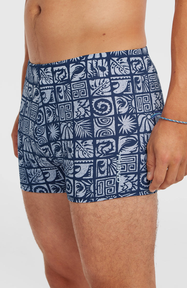 Essentials All-Over-Print zwemboxer | Dark Blue Bricks