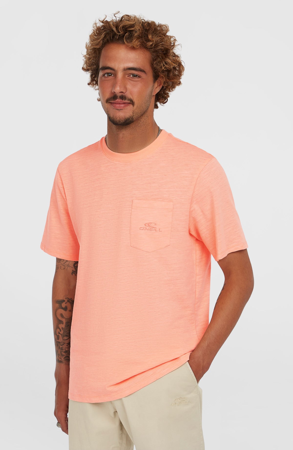 Slub Chest Pocket T-shirt | Coral Pop