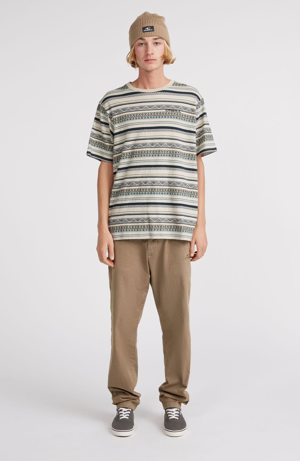 Ikat Jacquard T-shirt | Grey Ikat Stripe