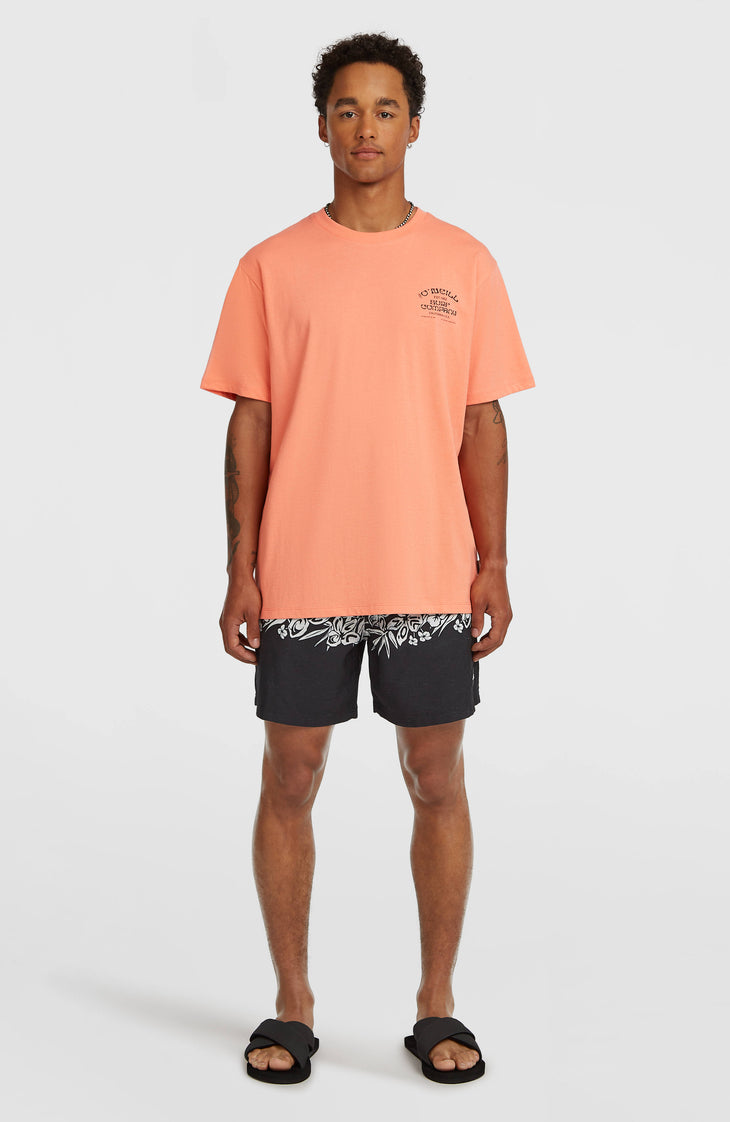 Melange Chest-Print T-shirt | Funky Peach
