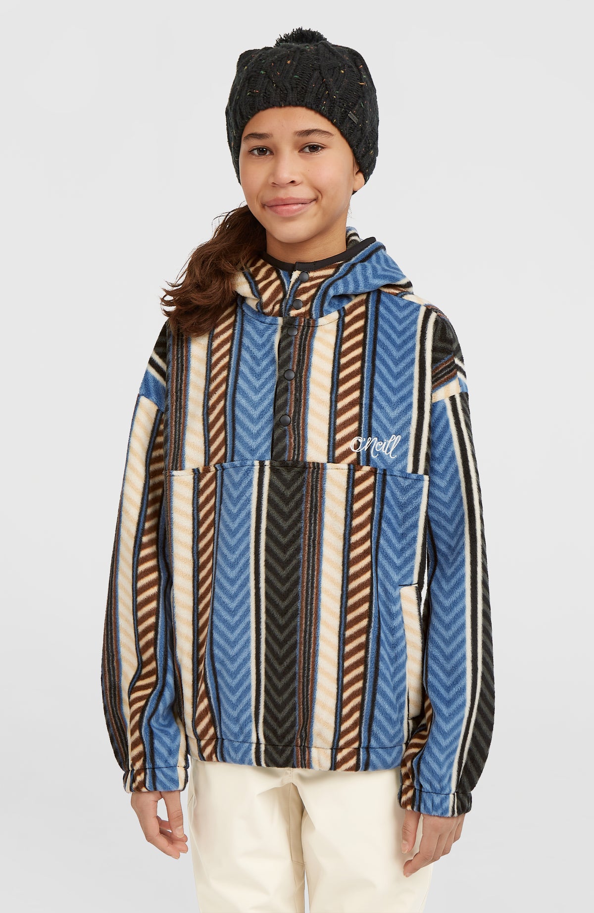 Superfleece hoodie met halve rits | Blue Vintage O'Neill Stripe
