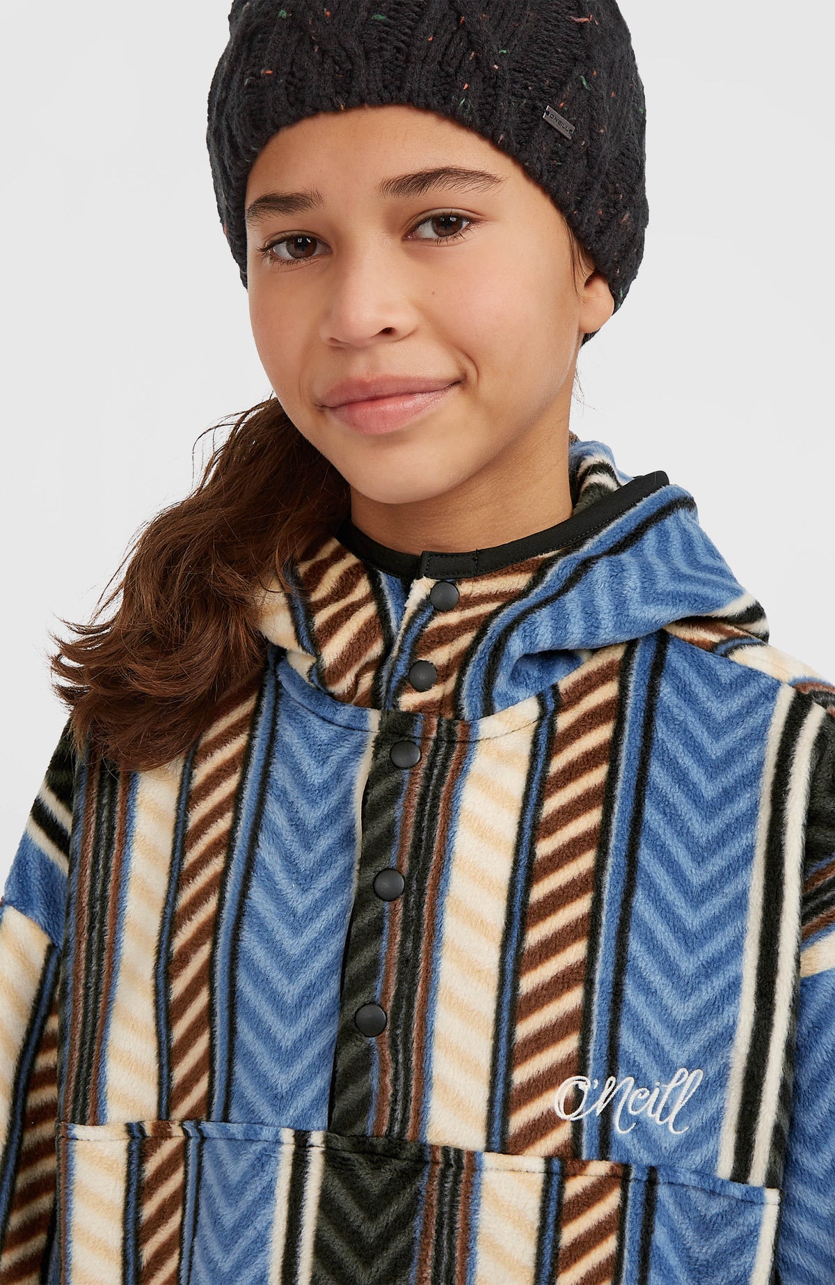 Superfleece hoodie met halve rits | Blue Vintage O'Neill Stripe