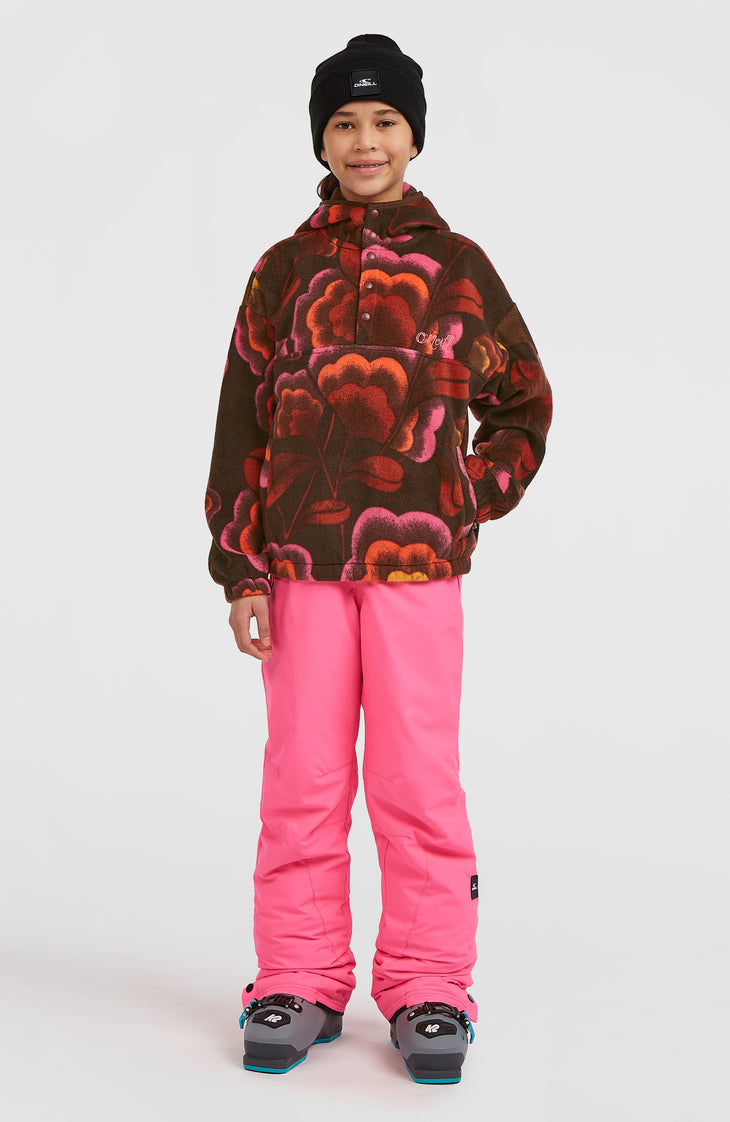 Superfleece hoodie met halve rits | Brown Originals Flower