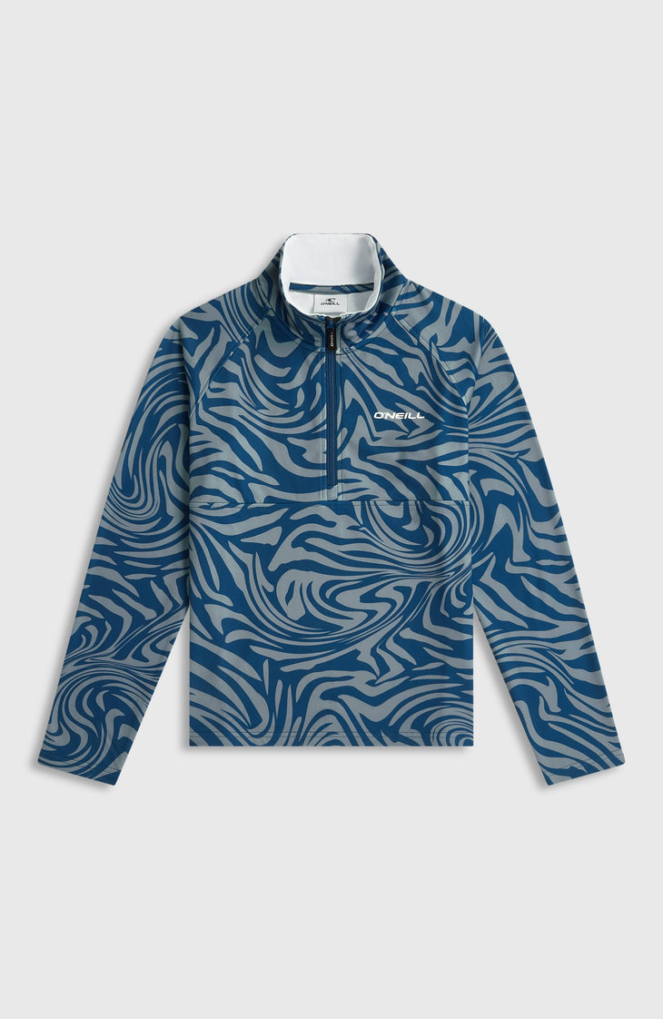 FWC'Cruz Printed fleecetrui met halve rits | Blue Swirl Zebra