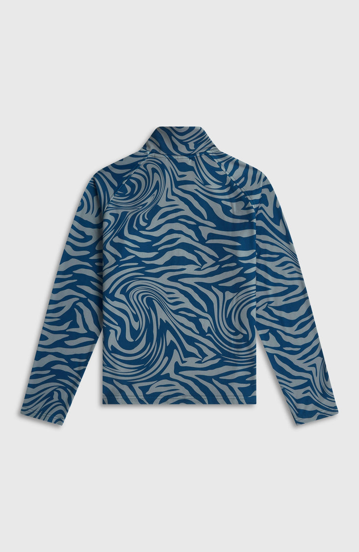 FWC'Cruz Printed fleecetrui met halve rits | Blue Swirl Zebra