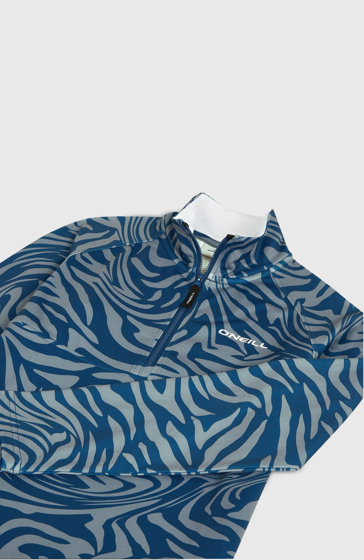 FWC'Cruz Printed fleecetrui met halve rits | Blue Swirl Zebra