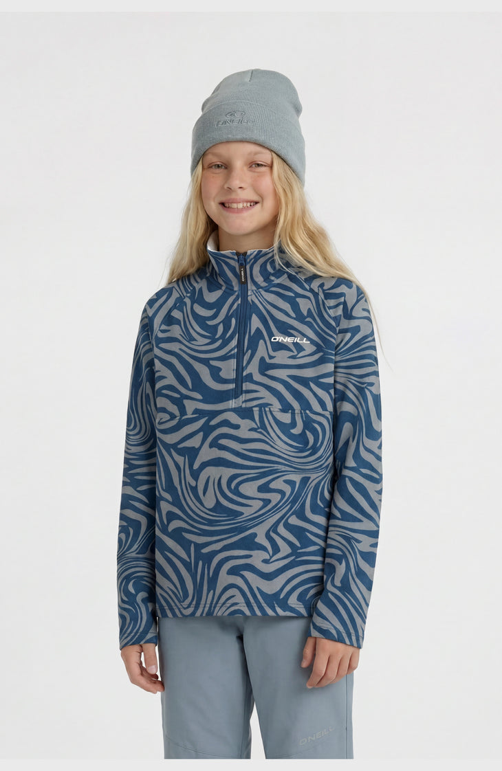 FWC'Cruz Printed fleecetrui met halve rits | Blue Swirl Zebra