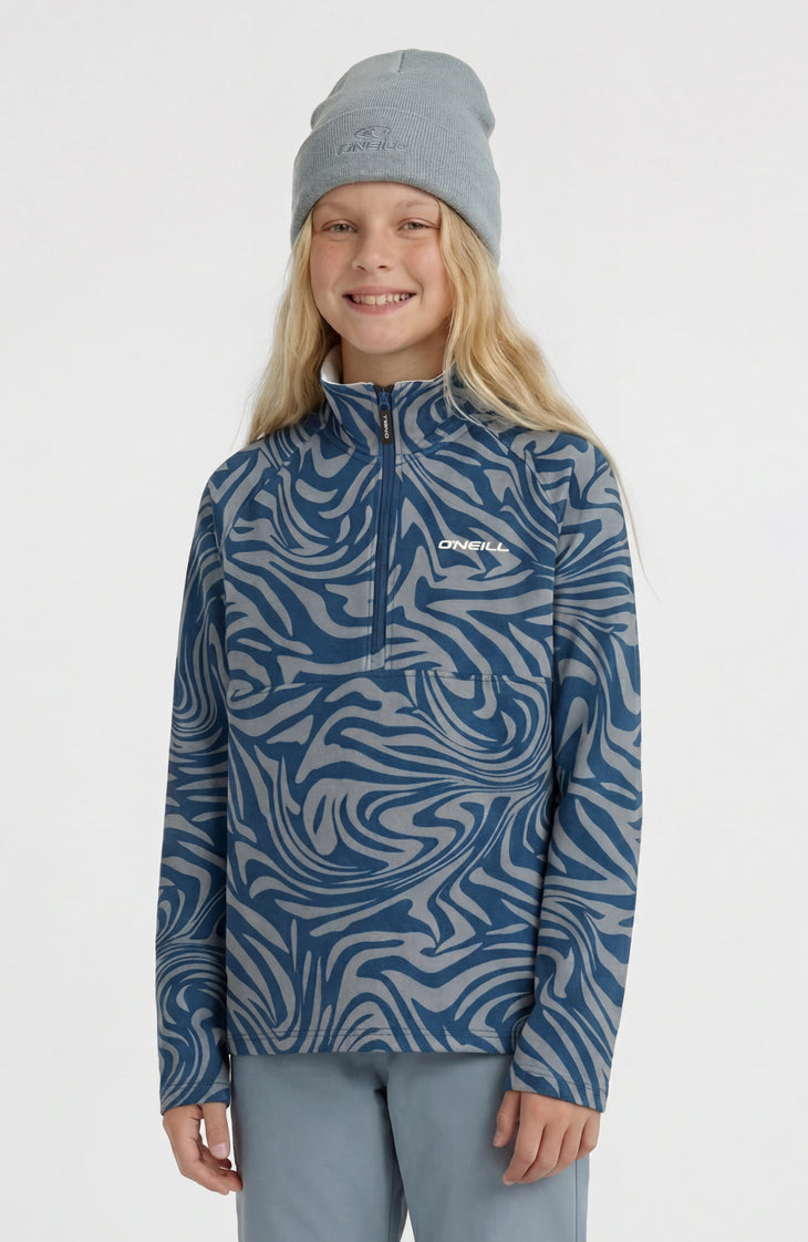 FWC'Cruz Printed fleecetrui met halve rits | Blue Swirl Zebra