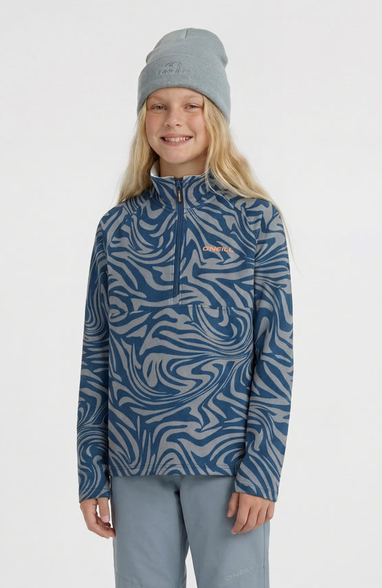 FWC'Cruz Printed fleecetrui met halve rits | Blue Swirl Zebra