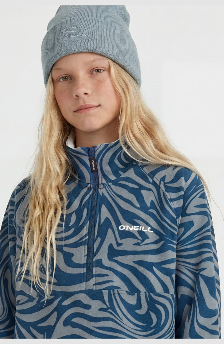 FWC'Cruz Printed fleecetrui met halve rits | Blue Swirl Zebra