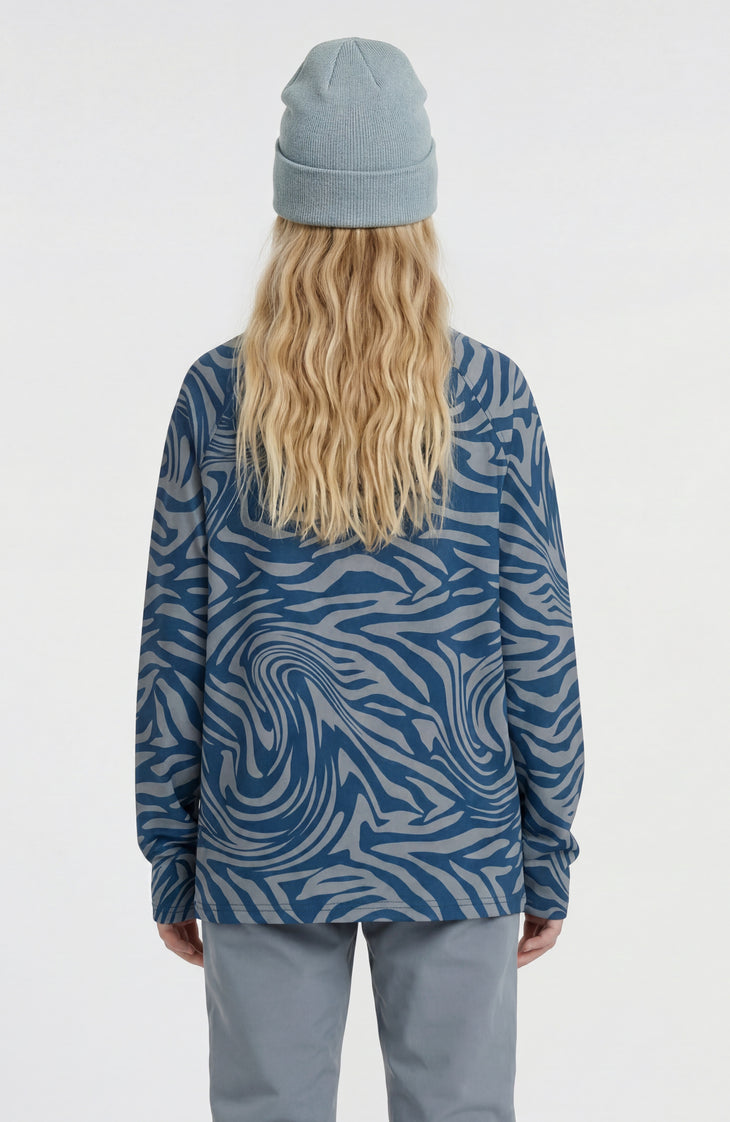 FWC'Cruz Printed fleecetrui met halve rits | Blue Swirl Zebra