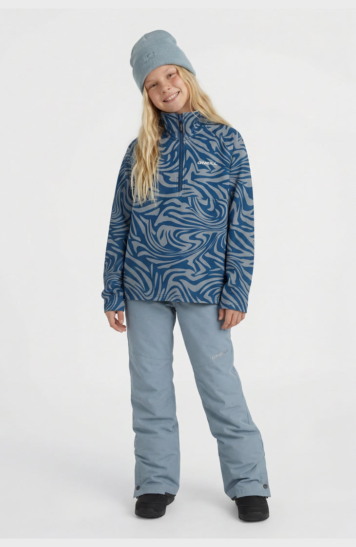 FWC'Cruz Printed fleecetrui met halve rits | Blue Swirl Zebra