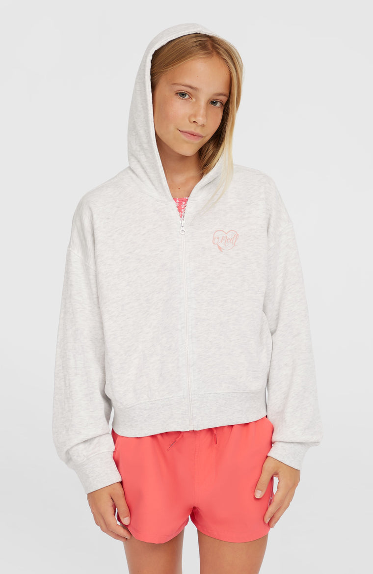 Script capuchonvest met volledige rits | White Melange Script capuchonvest met volledige rits | White Melange