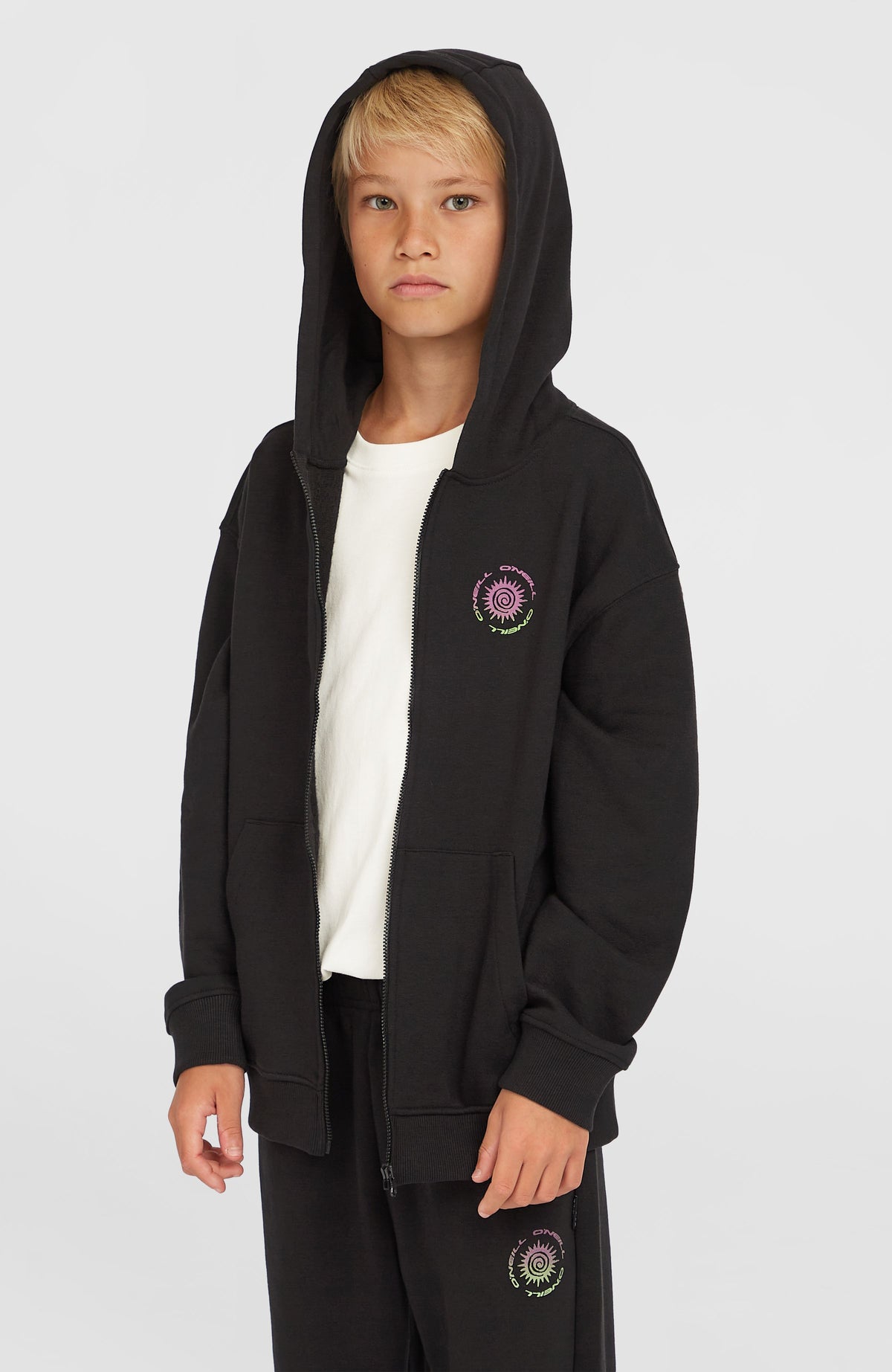 Graphic capuchonvest met volledige rits | Black Out