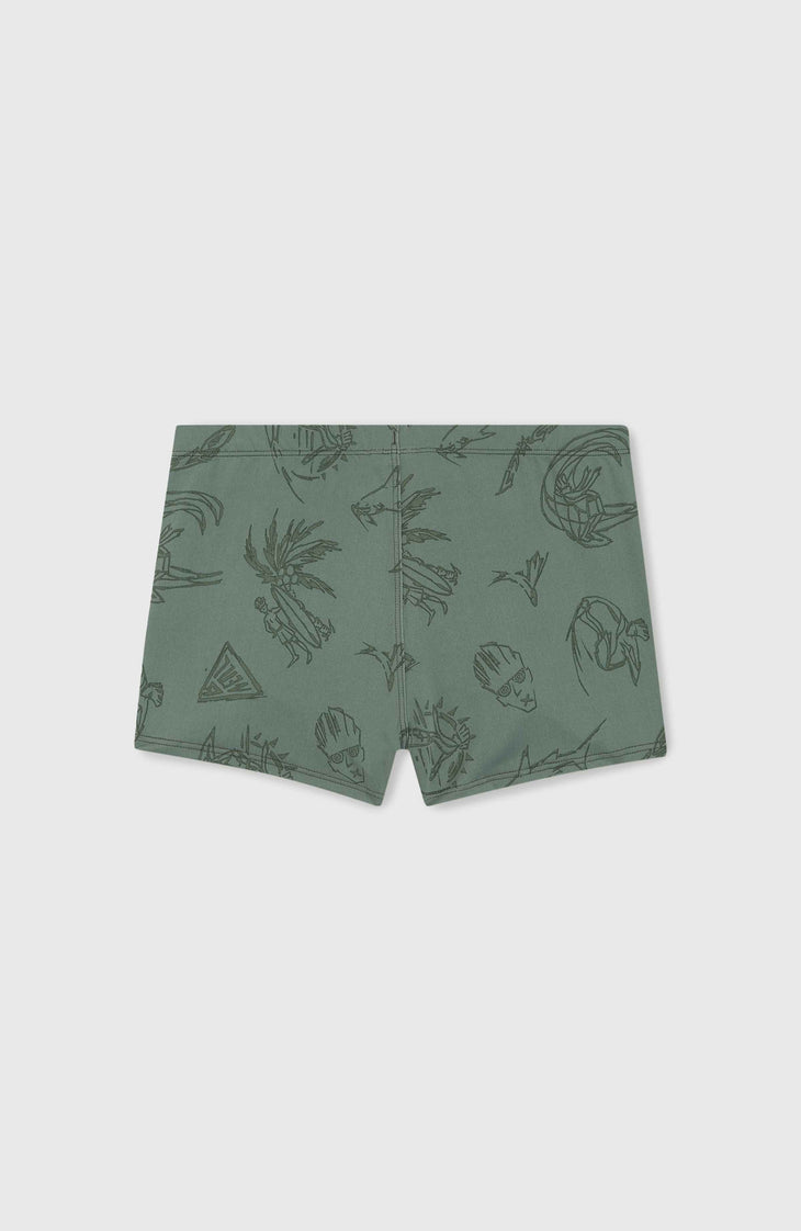 Mix and Match Crazy 8'' zwemboxer | Green Vintage Surfer