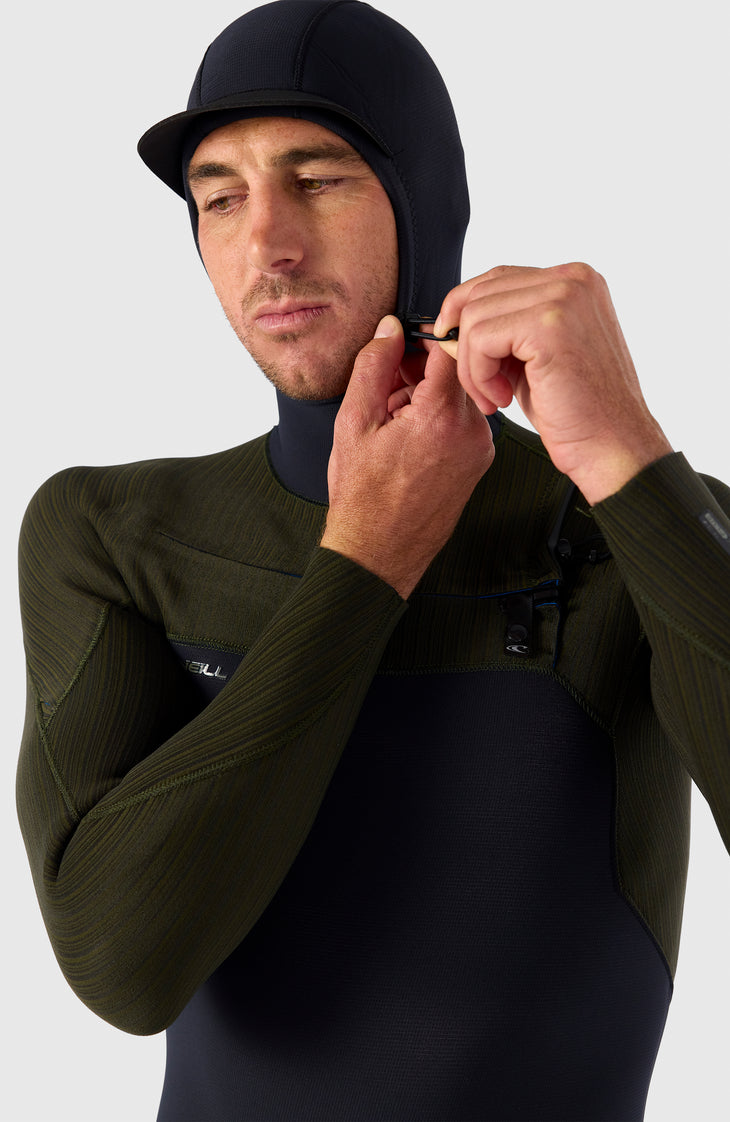 Hyperfreak Plus 5/4mm Chest Zip Full Wetsuit w/Hood | BLACK/BLACK