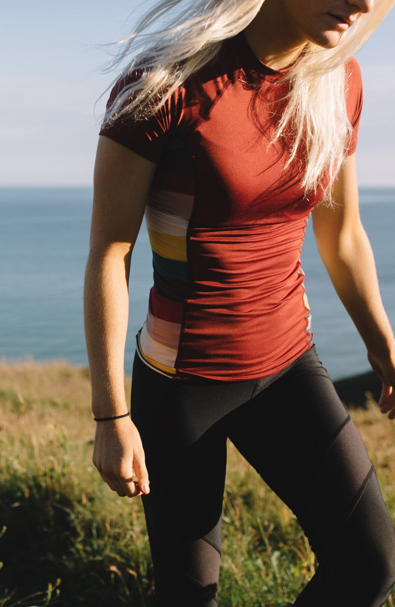 Side Print Short Sleeve Rash Guard | Red