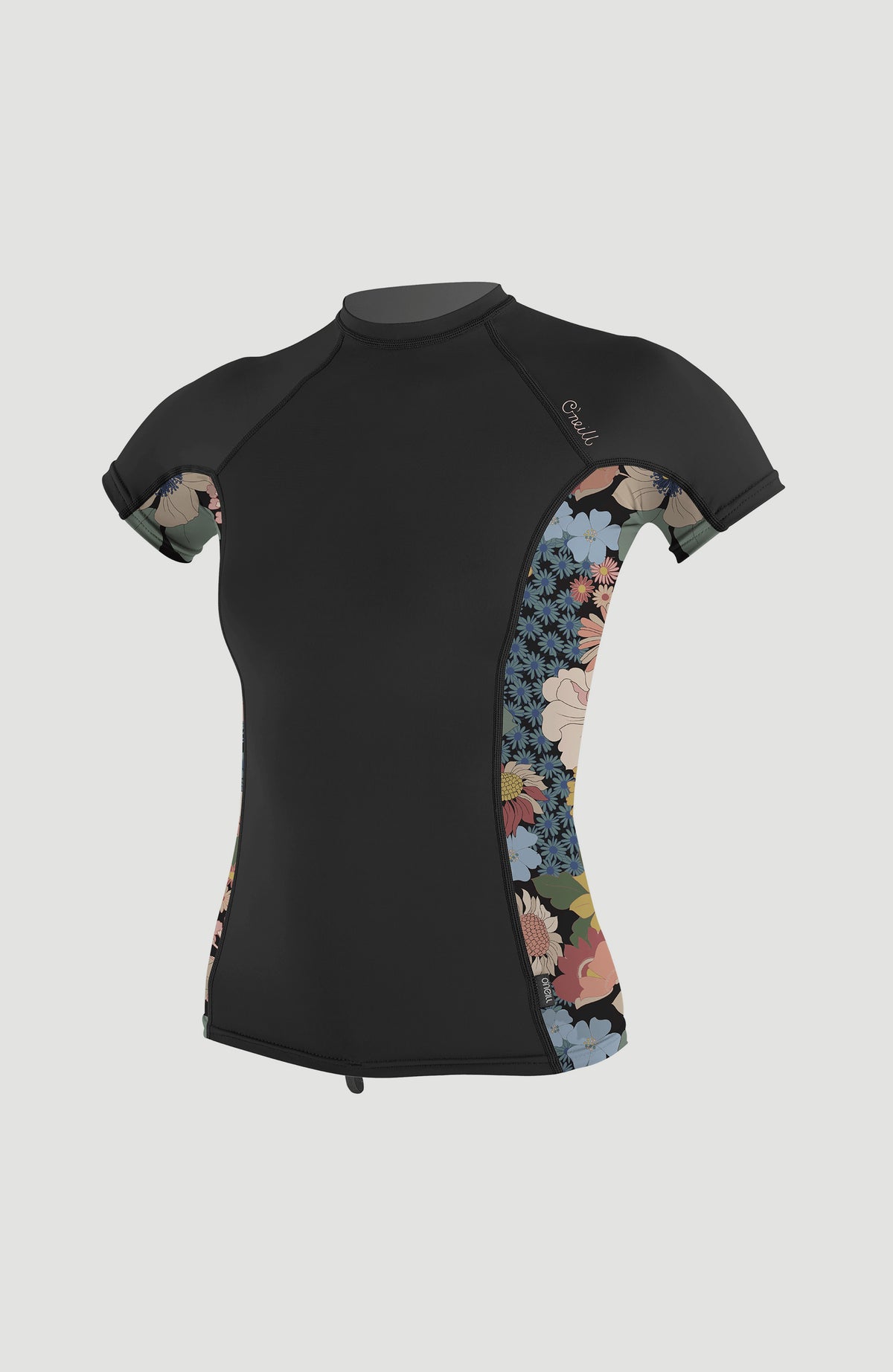Side Print Short Sleeve Rash Guard | BLACK/TWIGGY