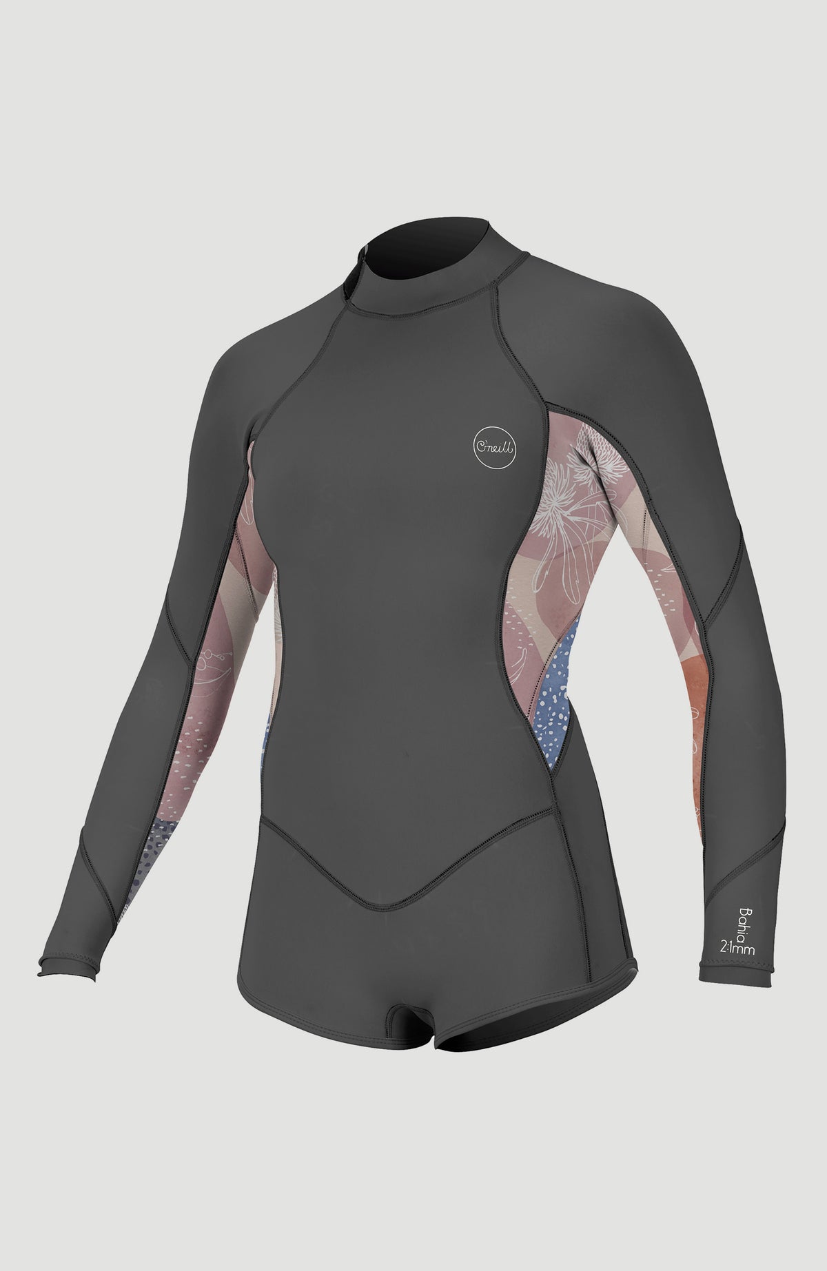 Bahia 2/1mm Back Zip Longsleeve Spring Wetsuit | GRAPHITE/DESERT BLOOM/DRIFT BL