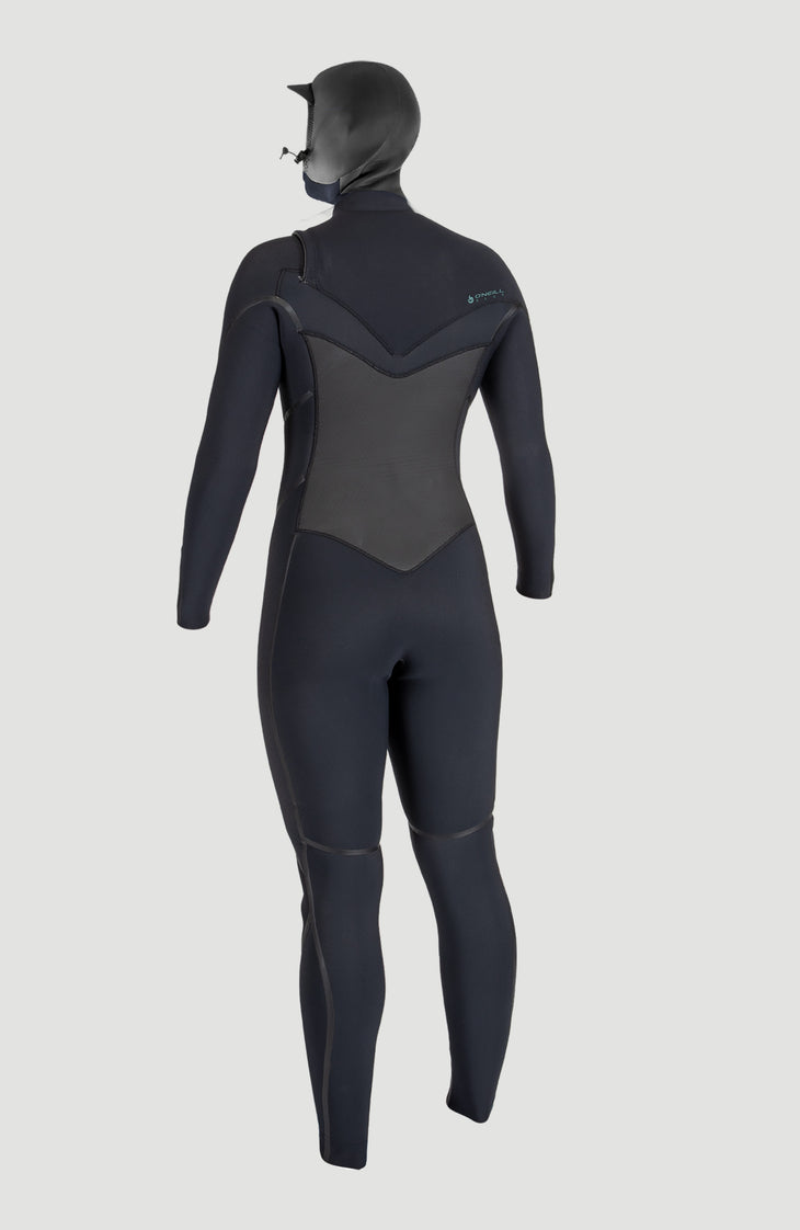 Psycho Tech 6/4mm Chest Zip Full Wetsuit met Kap | BLACK/BLACK