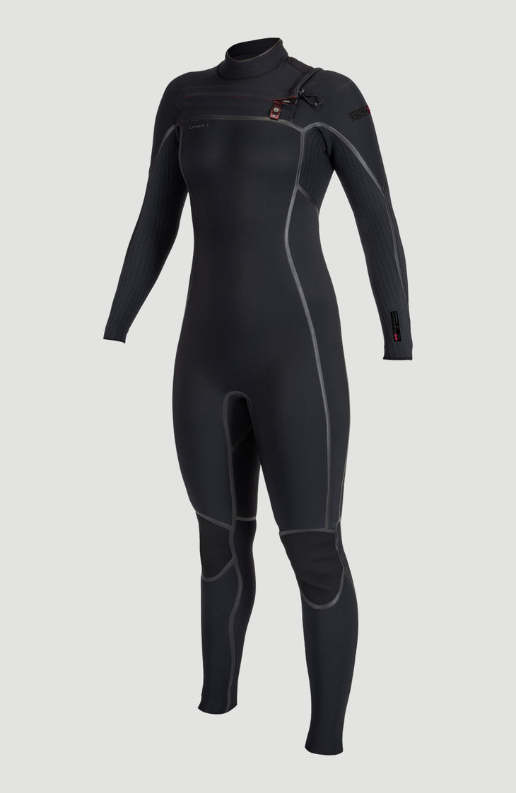 Hyperfreak Fire 5/4mm+ Chest Zip Full Wetsuit | BLACK/BLACK