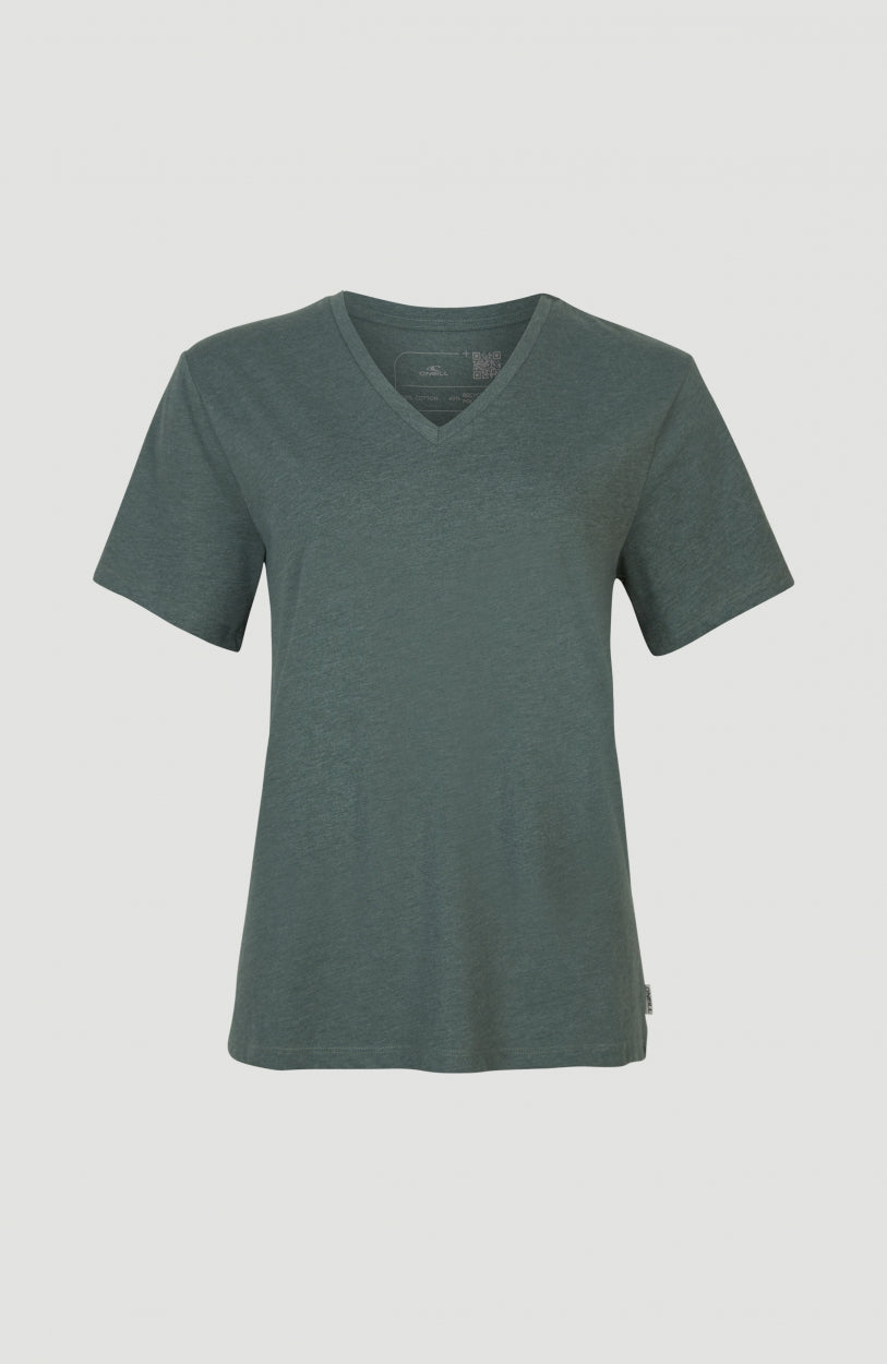 T-shirt Essentials met V-hals | Balsam Green