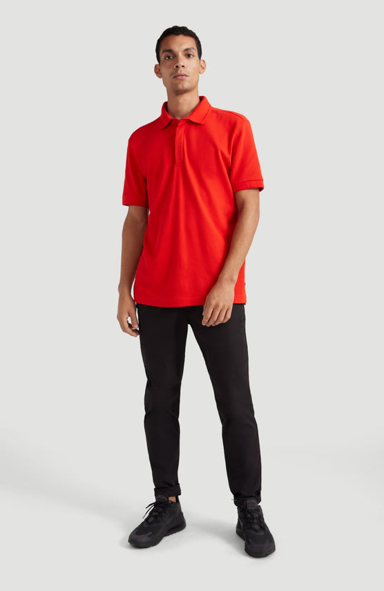 Hybrid Waffle Polo Shirt | Fiery Red -A