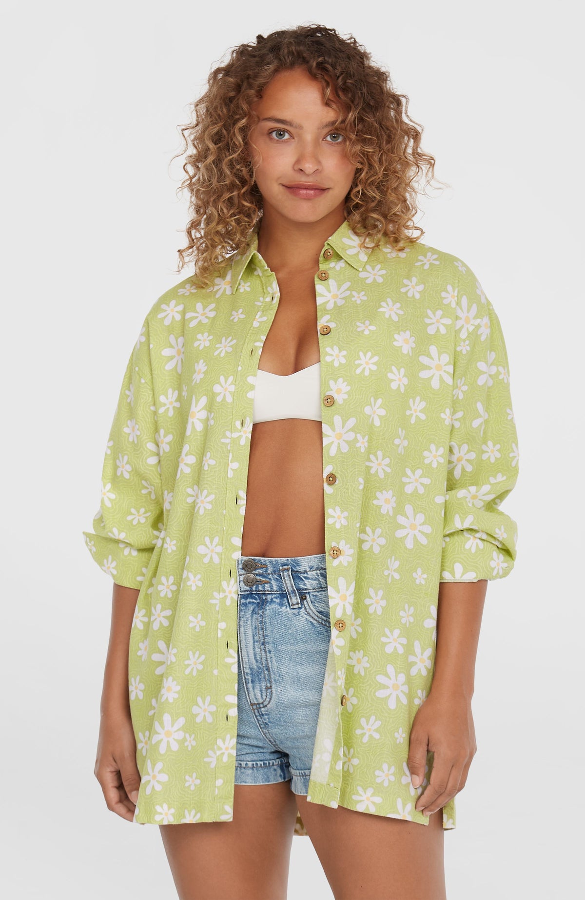 Beach Vintage lange blouse | Green Daisyline