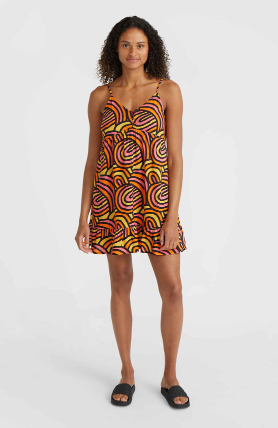 Malu Beach jurk | Orange Rainbow Stripe