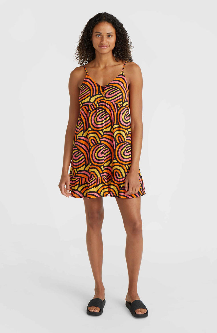 Malu Beach jurk | Orange Rainbow Stripe