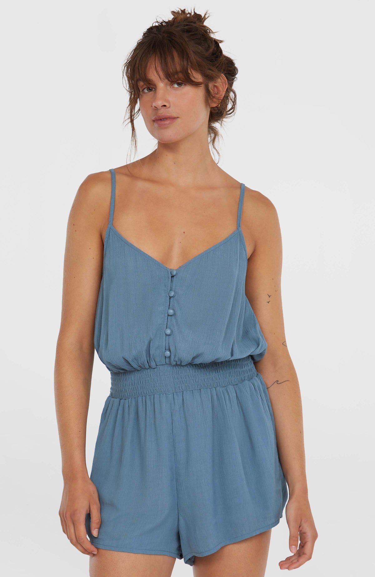 Playsuit met knoopsluiting en dunne bandjes | Copen Blue