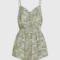 Playsuit met knoopsluiting en dunne bandjes | Green Textured Jungle