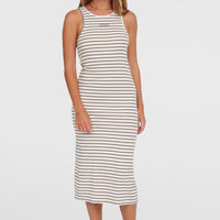 Jess Midi Rib jurk | White Yarn Dye Stripe