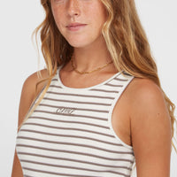 Jess Midi Rib jurk | White Yarn Dye Stripe